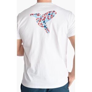 Birddogs Blue Flower Bird White Tee‎ Men’s L  Cotton Spandex Graphic.        G